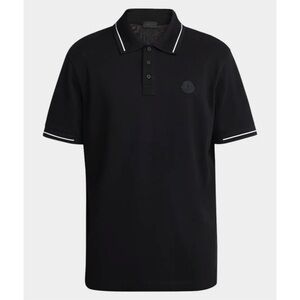 Men's Moncler slim fit logo, appliquéd, cotton polo shirt/white piping size L